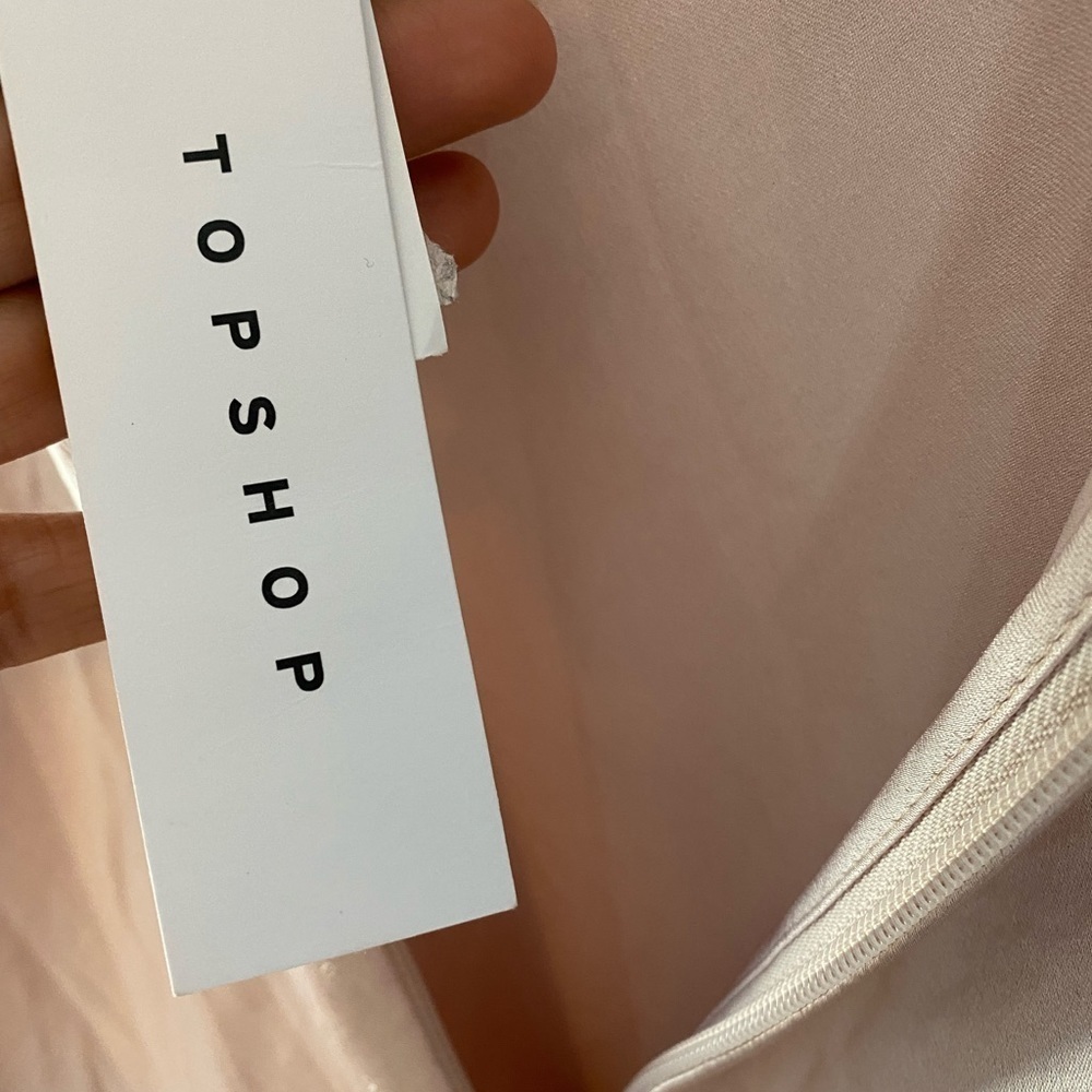 Topshop nude twist shoulder satin midi dress 6 - Picture 6 of 7